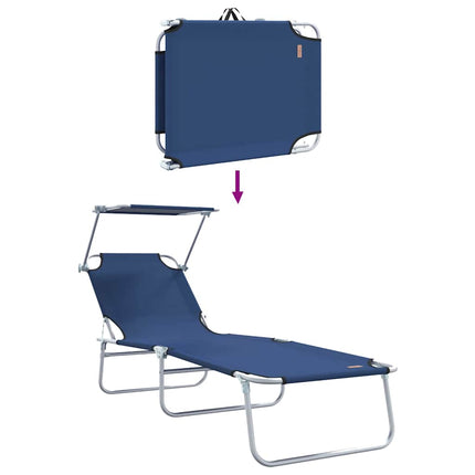 Solstol 2 pcs Blå 58 x 188 x 77cm Polyester