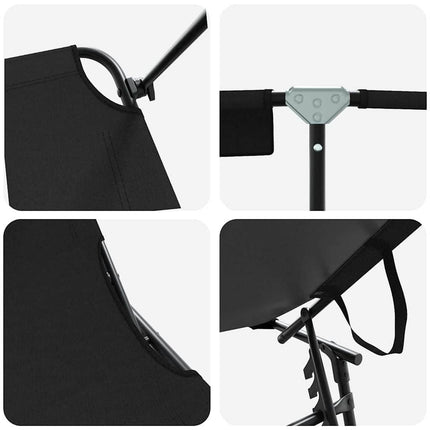 Hopfällbar solstol Svart 190 x 57 x 81 cm oxford