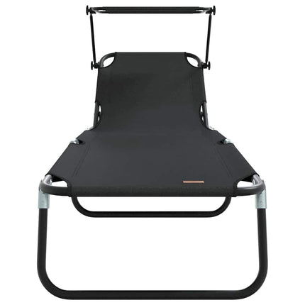Hopfällbar solstol Svart 190 x 57 x 81 cm oxford