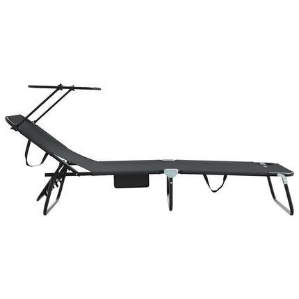Hopfällbar solstol Svart 190 x 57 x 81 cm oxford