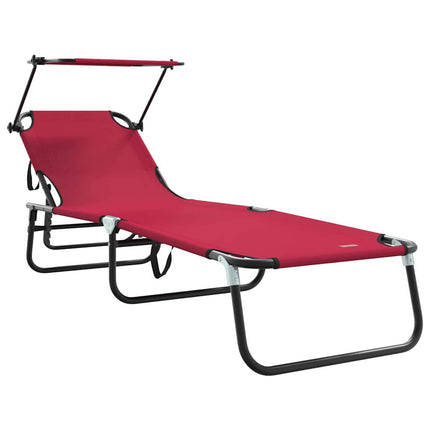 Hopfällbar solstol Röd 190 x 57 x 81 cm oxford