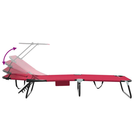 Hopfällbar solstol Röd 190 x 57 x 81 cm oxford