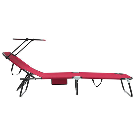 Hopfällbar solstol Röd 190 x 57 x 81 cm oxford