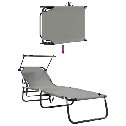 Hopfällbar solstol Grå 190 x 57 x 81 cm oxford