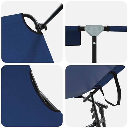 Hopfällbar solstol 2 pcs Blå 190 x 57 x 81 cm oxford