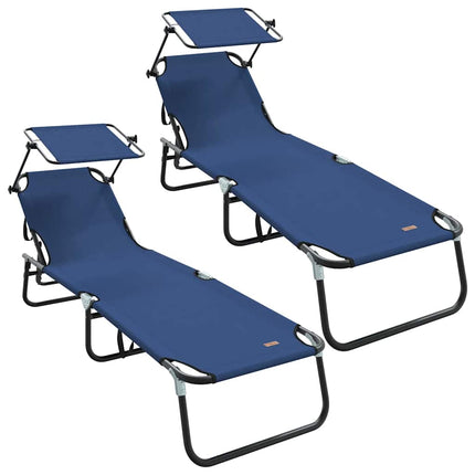 Hopfällbar solstol 2 pcs Blå 190 x 57 x 81 cm oxford