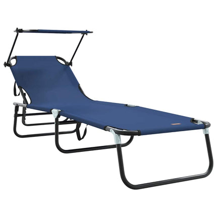 Hopfällbar solstol 2 pcs Blå 190 x 57 x 81 cm oxford