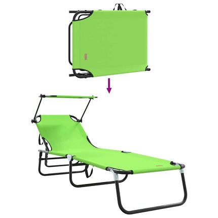 Hopfällbar solstol 2 pcs Grön 190 x 57 x 81 cm oxford