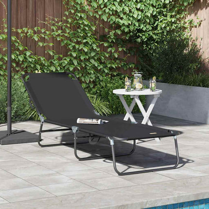 Hopfällbar solstol Svart 188 x 57 x 86,5 cm Polyester