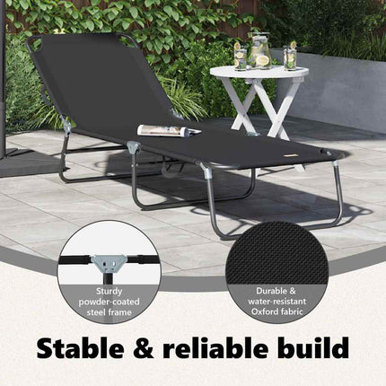 Hopfällbar solstol Svart 188 x 57 x 86,5 cm Polyester