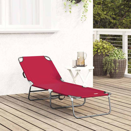 Hopfällbar solstol Röd 188 x 57 x 86,5 cm Polyester