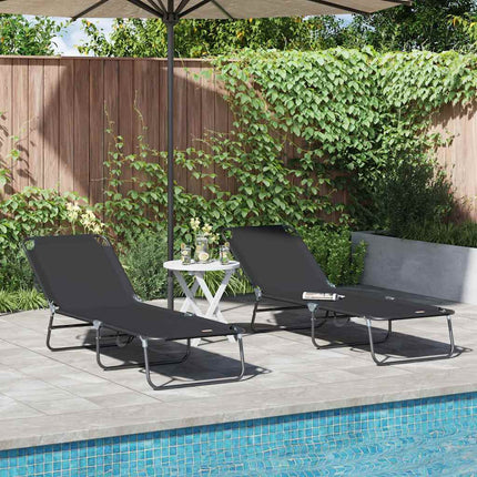 Hopfällbar solstol 2 pcs Svart 188 x 57 x 86,5 cm Polyester