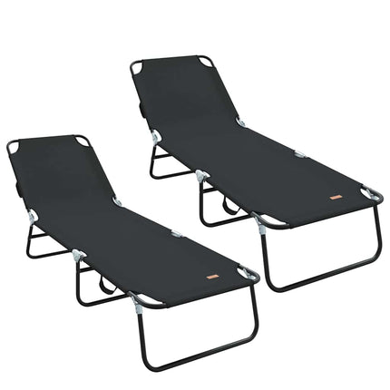 Hopfällbar solstol 2 pcs Svart 188 x 57 x 86,5 cm Polyester