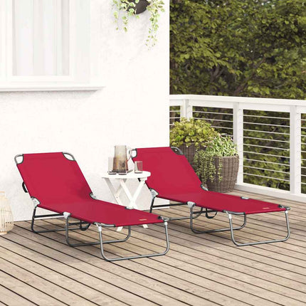 Hopfällbar solstol 2 pcs Röd 188 x 57 x 86,5 cm Polyester