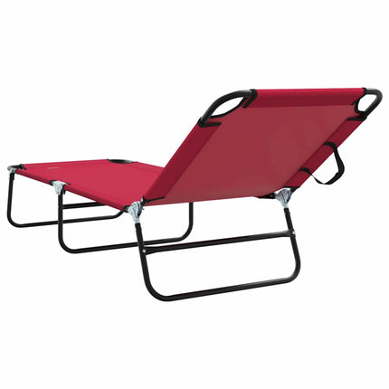 Hopfällbar solstol 2 pcs Röd 188 x 57 x 86,5 cm Polyester