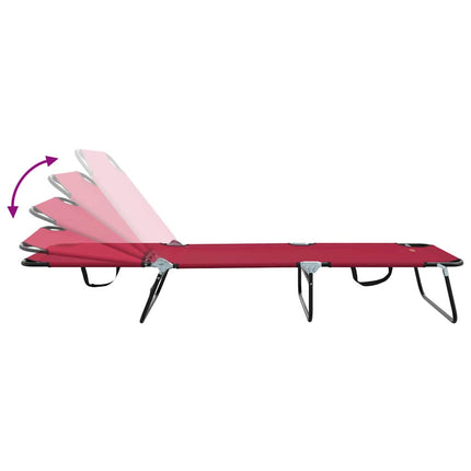 Hopfällbar solstol 2 pcs Röd 188 x 57 x 86,5 cm Polyester