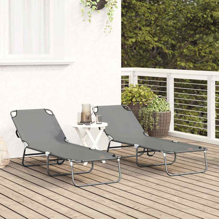 Hopfällbar solstol 2 pcs Grå 188 x 57 x 86,5 cm Polyester