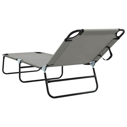 Hopfällbar solstol 2 pcs Grå 188 x 57 x 86,5 cm Polyester