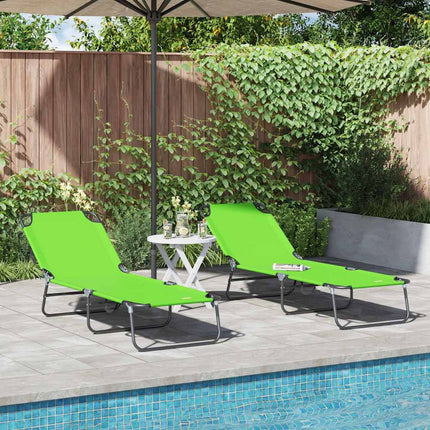 Hopfällbar solstol 2 pcs Grön 188 x 57 x 86,5 cm Polyester