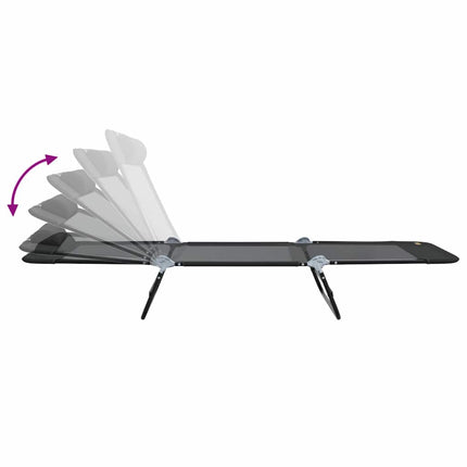 Hopfällbar solstol Svart 182 x 55 x 85,5 cm Textilene