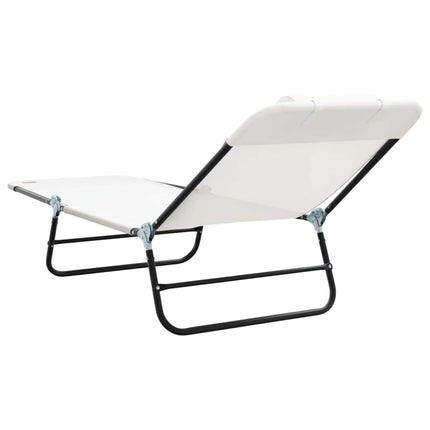 Hopfällbar solstol 2 pcs Kräm 182 x 55 x 85,5 cm Textilene