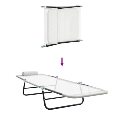 Hopfällbar solstol 2 pcs Kräm 182 x 55 x 85,5 cm Textilene
