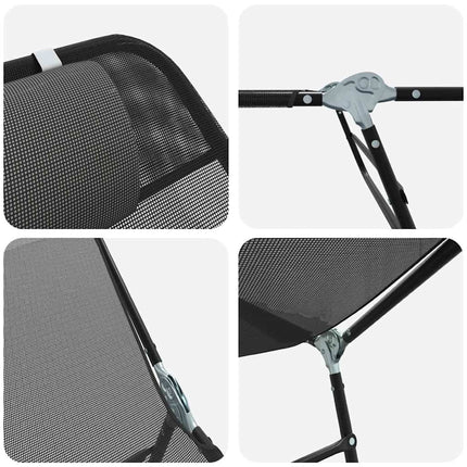 Hopfällbar solstol 2 pcs Svart 182 x 55 x 85,5 cm Textilene