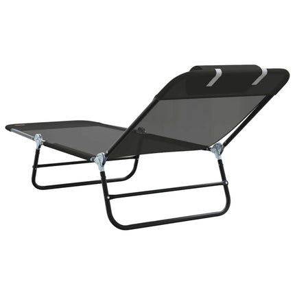 Hopfällbar solstol 2 pcs Svart 182 x 55 x 85,5 cm Textilene