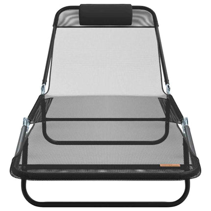 Hopfällbar solstol 2 pcs Svart 182 x 55 x 85,5 cm Textilene