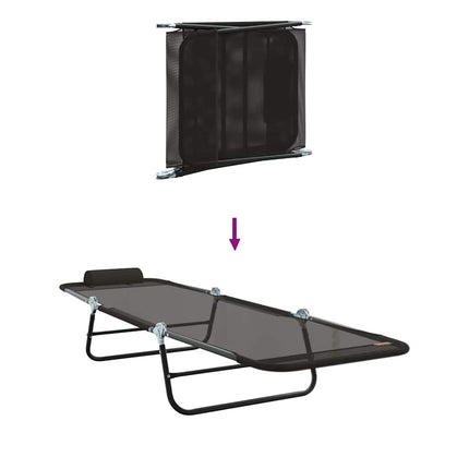 Hopfällbar solstol 2 pcs Svart 182 x 55 x 85,5 cm Textilene
