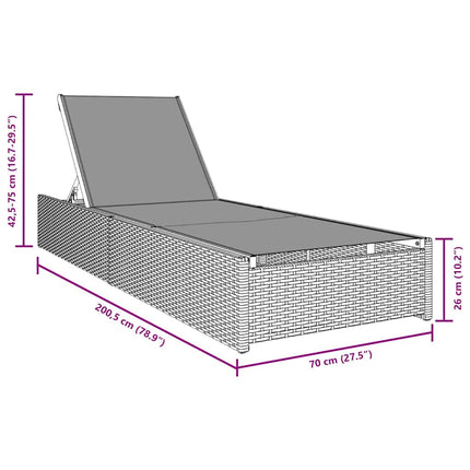 Solstol Reclining Grå 200.5 x 70 x 75 cm konstrotting