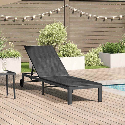 Solbädd Svart 206 x 62.5 x 74 cm konstrotting