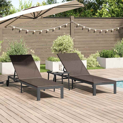 Solbädd Reclining 2-person 3 pcs Brun konstrotting