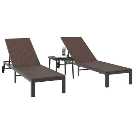 Solbädd Reclining 2-person 3 pcs Brun konstrotting