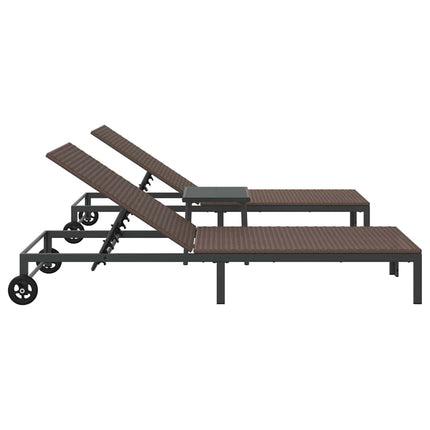 Solbädd Reclining 2-person 3 pcs Brun konstrotting