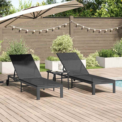 Solbädd Reclining 2-person 3 pcs Svart konstrotting