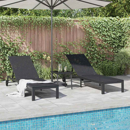 Solbädd Reclining 2-person 3 pcs Svart konstrotting