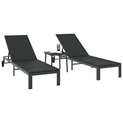 Solbädd Reclining 2-person 3 pcs Svart konstrotting