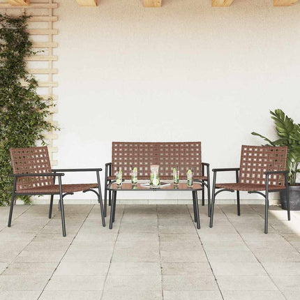 Trädgårdsmöbelset 4 pcs Brun konstrotting