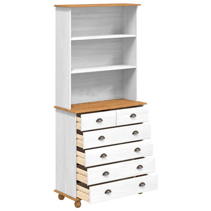 Hutch med låda ASKIM Vit 91 x 40 x 200,5 cm Massiv furu