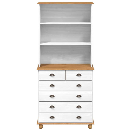 Hutch med låda ASKIM Vit 91 x 40 x 200,5 cm Massiv furu
