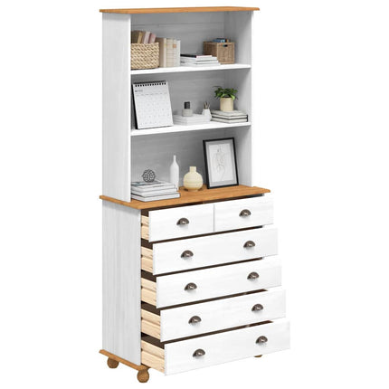 Hutch med låda ASKIM Vit 91 x 40 x 200,5 cm Massiv furu