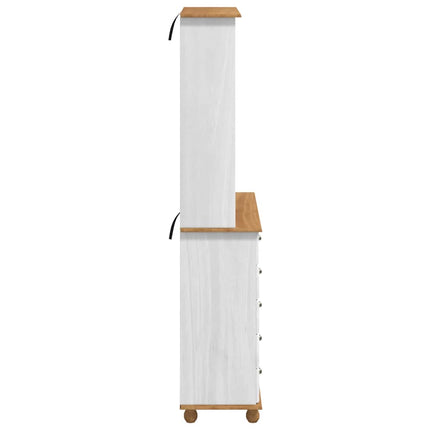 Hutch med låda ASKIM Vit 91 x 40 x 200,5 cm Massiv furu