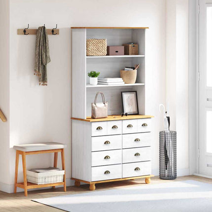 Hutch med låda ASKIM Vit 91 x 40 x 184 cm Massiv furu