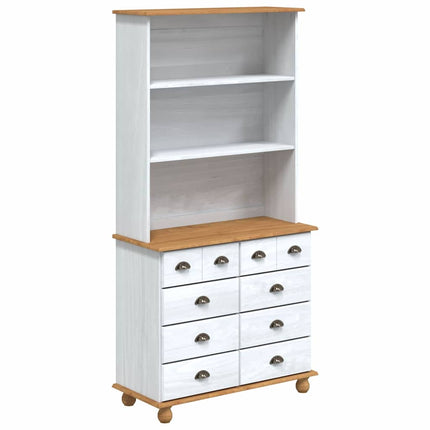 Hutch med låda ASKIM Vit 91 x 40 x 184 cm Massiv furu