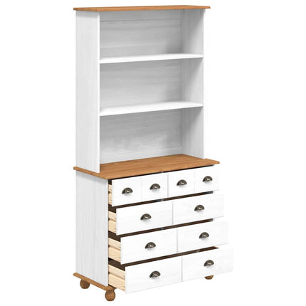 Hutch med låda ASKIM Vit 91 x 40 x 184 cm Massiv furu