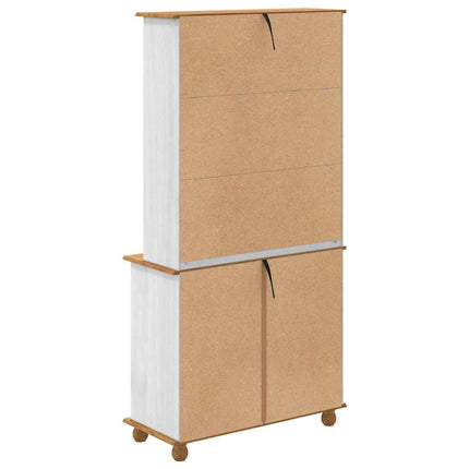 Hutch med låda ASKIM Vit 91 x 40 x 184 cm Massiv furu