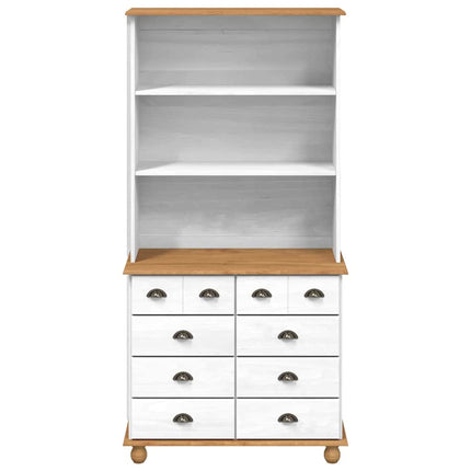 Hutch med låda ASKIM Vit 91 x 40 x 184 cm Massiv furu