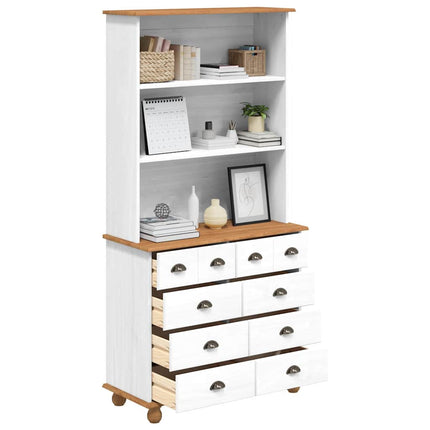 Hutch med låda ASKIM Vit 91 x 40 x 184 cm Massiv furu