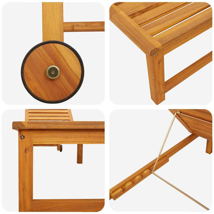 Solstol Reclining 2 pcs Brun 202 x 53 x 89 cm Massivt Akaciaträ